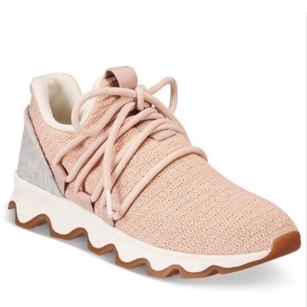 Sorel Women's Knit Lace-Up Sneakers in Blush Pink and Gray size 11